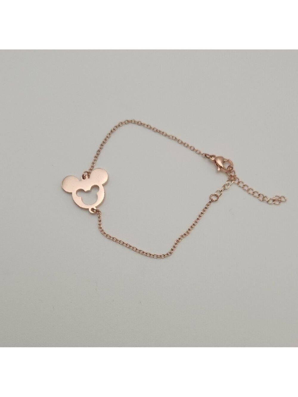 18K Rose Gold Plated Mickey Mouse Cutout Charm Chain Bracelet Playful & Minimal